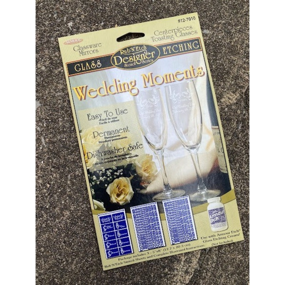 Armour Rub'N'Etch Wedding Moments Glass Etching Stencils 3 Sheets 12-7010 NEW